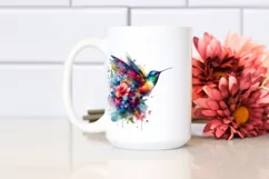Vibrant Abstract Watercolor Hummingbird Flowers Product Image 2