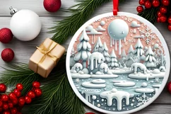 Round Christmas Ornament Sublimation|Clipart Product Image 1
