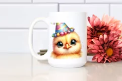 Cute Baby Chicken with Party Hat, PNG Product Image 2
