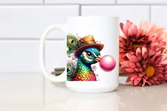Detailed Peacock Watercolor Vibrant Chewing Gum Fun Hat Product Image 2