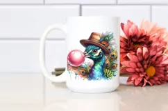 Detailed Peacock Watercolor Vibrant Chewing Gum Fun Hat Product Image 2