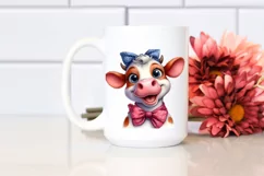 Cow Enthusiastic Cow Portrait with Bow Bandana|Sublimation Product Image 2