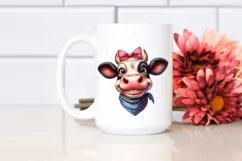 Cow Enthusiastic Cow Portrait with Bow Bandana|Sublimation Product Image 2