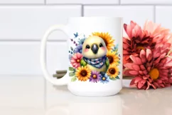 Colorful Baby Parrot with Sunflowers, Transparent PNG Product Image 2