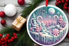 Round Christmas Ornament Sublimation|Clipart Product Image 1