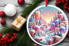 Round Christmas Ornament Sublimation|Clipart Product Image 1