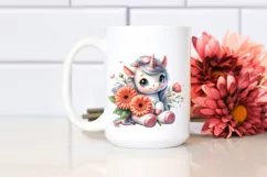 Watercolor Baby Unicorn Gerbera Clipart Product Image 2