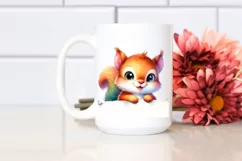 Colorful Baby Squirrel Looking Over Paper | Sublimation | Product Image 2