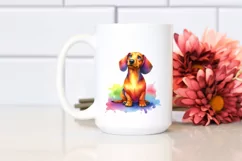 a Cute Sitting Dachshund Looking Up PNG Product Image 2
