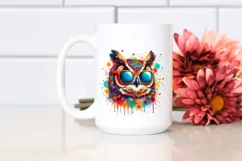 Quirky Colorful Owl Sunglasses Vibrant Paint Splashes Product Image 2