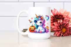 Cute Baby Unicorn and Halloween Scenery | Clipart Product Image 2