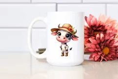 Cow with Big Eyes and Sun Hat | Sublimation | Clipart Product Image 2
