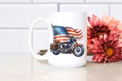 Vintage Rusty Motorcycle with USA Flag Colors Product Image 2