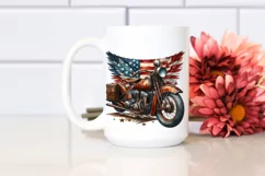 Vintage Rusty Motorcycle with USA Flag Colors Product Image 2