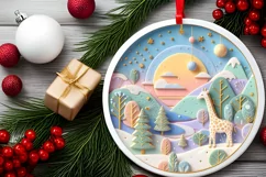 Round Christmas Ornament Sublimation|Clipart Product Image 2