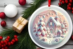 Round Christmas Ornament Sublimation|Clipart Product Image 1