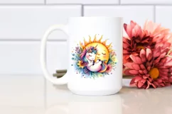 Colorful Baby Unicorn Sun Whimsical Clipart Product Image 2
