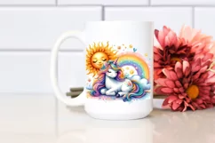 Colorful Baby Unicorn Sun Whimsical Clipart Product Image 2