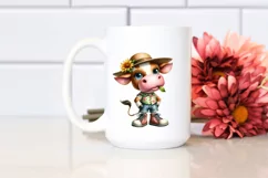 Cow with Big Eyes and Sun Hat | Sublimation | Clipart Product Image 2