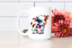 Cute Baby Cow Watercolor Clipart Product Image 2