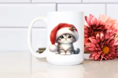 Christmas Cat Wearing Santa Hat PNG Product Image 2
