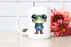 Funny Baby Frog Contempt | Watercolor Clipart Product Image 2