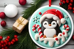 Round Christmas Ornament Sublimation|Clipart Product Image 1