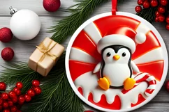 Round Christmas Ornament Sublimation|Clipart Product Image 1