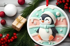 Round Christmas Ornament Sublimation|Clipart Product Image 1