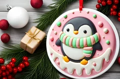 Round Christmas Ornament Sublimation|Clipart Product Image 1