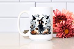 Washed Watercolor Halloween Witch, PNG Product Image 2