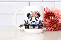 Funny Panda Victory Sign Portrait Clipart Product Image 2