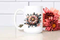 Watercolor Shiny Gerbera Made of Material | Clipart Product Image 2