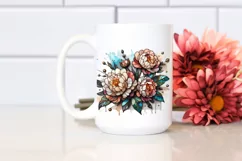 Detailed Wooden Small Stained Peonies | Clipart Product Image 2