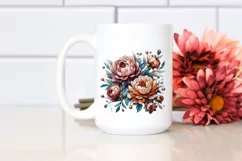 Stained Peonies Wooden Detailed | Sublimation Clipart Product Image 2