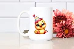Funny Baby Chicken Party Hat Sticker Clipart Product Image 2