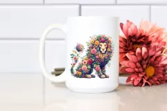 Watercolor Colorful Floral Lion |T-shirt, Mug, Tumbler Product Image 3