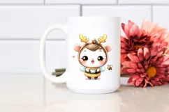 Enthusiastic Bee with Reindeer Horns PNG Product Image 2