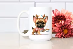 Enthusiastic Malinois with Reindeer Horns PNG Product Image 2