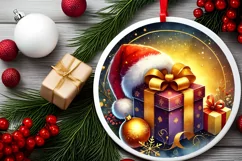 Round Christmas Ornament Sublimation|Clipart Product Image 1