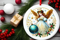 Round Christmas Ornament Sublimation|Clipart Product Image 1