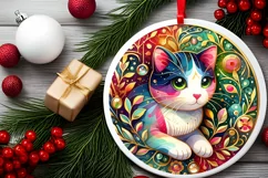 Round Christmas Ornament Sublimation|Clipart Product Image 2