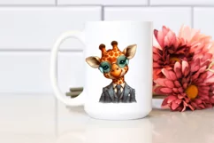 Smiling Giraffe with Retro es | Watercolor Art Product Image 2