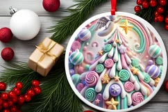 Round Christmas Ornament Sublimation|Clipart Product Image 1