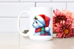 Cute Maltese with Santa Hat PNG Product Image 2