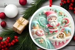 Round Christmas Ornament Sublimation|Clipart Product Image 1