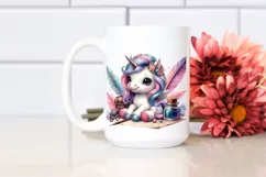 Colorful Unicorn with Quill and Ink PNG Product Image 2