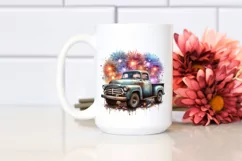 Vintage Dirty Pickup Truck Fireworks | Sublimation Clipart Product Image 2