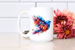 Vibrant Bird Half Flowers Clipart Product Image 2