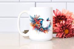 Vibrant Bird Half Flowers Clipart Product Image 2